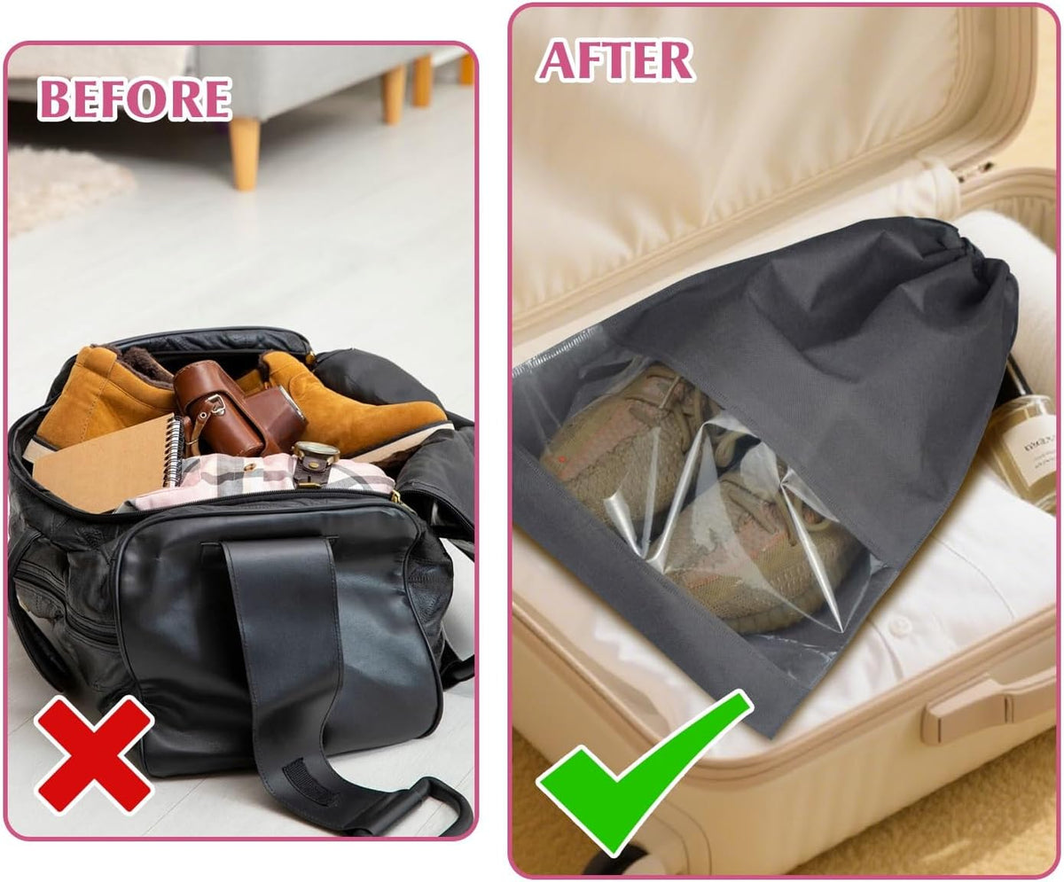 5 Pack Shoe Bags for Travel, Drawstring Bag for Men Women, Shoe Storage, Travel Essentials, Organization Accessories (5, Pink)