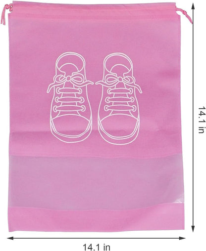 5 Pack Shoe Bags for Travel, Drawstring Bag for Men Women, Shoe Storage, Travel Essentials, Organization Accessories (5, Pink)
