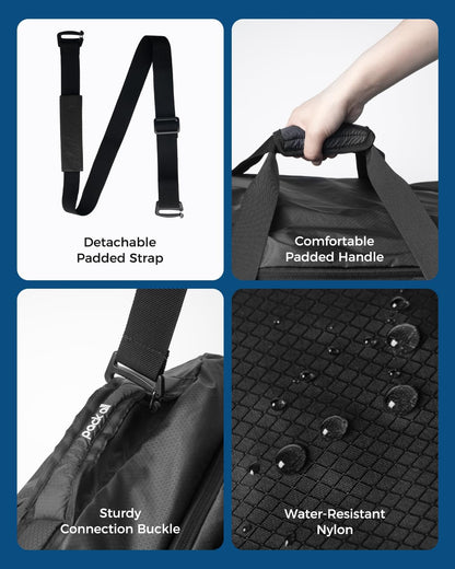 45L Foldable Duffel Bag, Water-Resistant Sports Gym Bag, Portable Weekender Bag Lightweight for Travel, Fitness and Camping (Navy Blue)