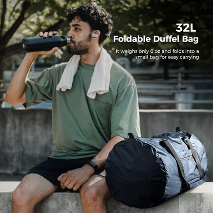 45L Foldable Duffel Bag, Water-Resistant Sports Gym Bag, Portable Weekender Bag Lightweight for Travel, Fitness and Camping (Navy Blue)