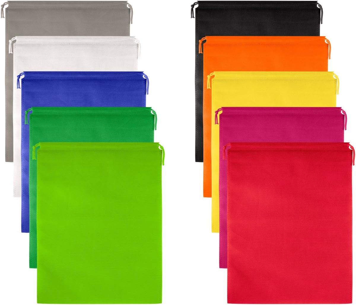 10 PCS Travel Shoe Bags, Non-Woven With Rope For Men and Women Travel Packing Shoe Organizers, X-Large, Rainbow