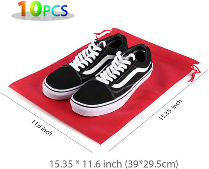 10 PCS Travel Shoe Bags, Non-Woven With Rope For Men and Women Travel Packing Shoe Organizers, X-Large, Rainbow