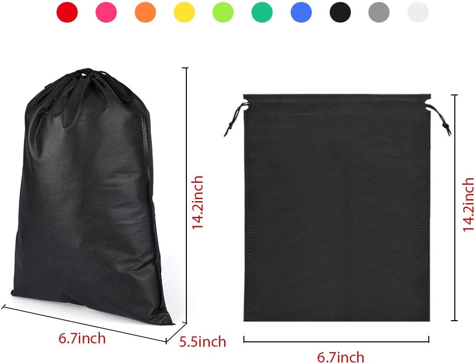 10 PCS Travel Shoe Bags, Non-Woven With Rope For Men and Women Travel Packing Shoe Organizers, X-Large, Rainbow