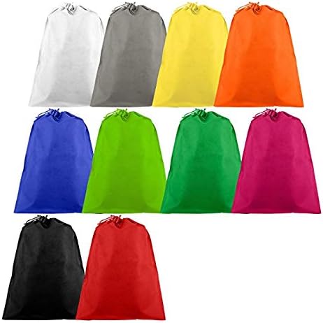 10 PCS Travel Shoe Bags, Non-Woven With Rope For Men and Women Travel Packing Shoe Organizers, X-Large, Rainbow