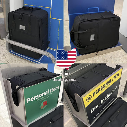 Travel Backpack, Under the Seat Airline Personal Item Compliant for Spirit, Frontier, Allegiant, American, EsyJet and Many More. 18x14x8 inch. (45x36x20 cm) (BLACK, Underseater)