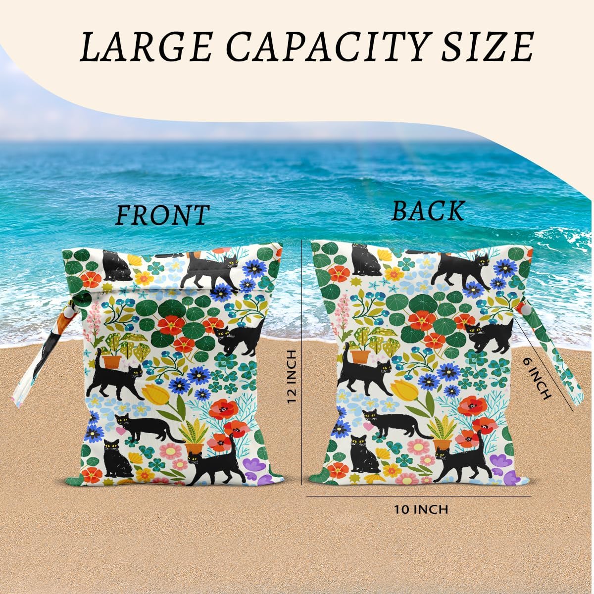 2Pcs Dog Wet Bags 12x10 Inch, Cute Dogs Waterproof Travel Laundry Bags, Washable Reusable Wet Dry Bag for Swimsuit Beach Diapers Dirty Yoga Gym Clothes, Dachshund Gifts for Women Friend Travelers
