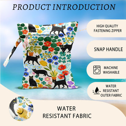 2Pcs Dog Wet Bags 12x10 Inch, Cute Dogs Waterproof Travel Laundry Bags, Washable Reusable Wet Dry Bag for Swimsuit Beach Diapers Dirty Yoga Gym Clothes, Dachshund Gifts for Women Friend Travelers