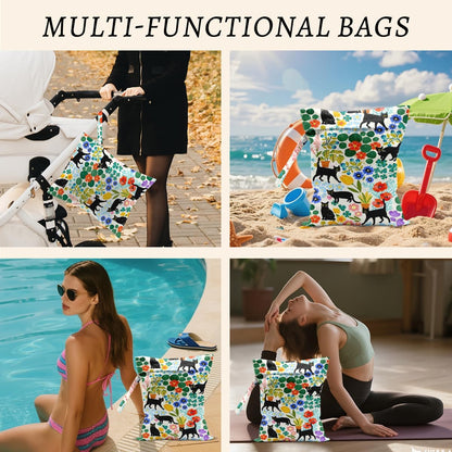 2Pcs Dog Wet Bags 12x10 Inch, Cute Dogs Waterproof Travel Laundry Bags, Washable Reusable Wet Dry Bag for Swimsuit Beach Diapers Dirty Yoga Gym Clothes, Dachshund Gifts for Women Friend Travelers