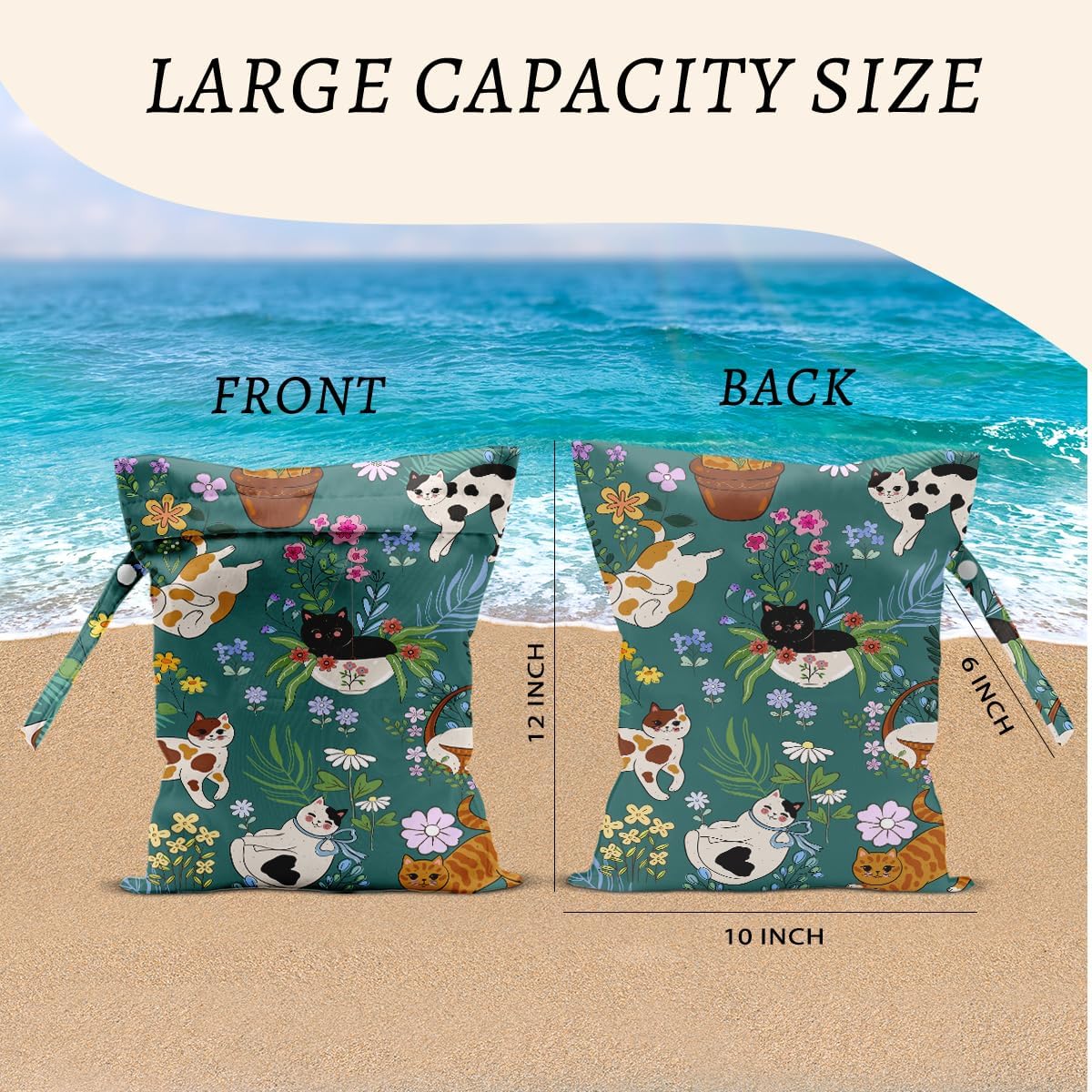 2Pcs Dog Wet Bags 12x10 Inch, Cute Dogs Waterproof Travel Laundry Bags, Washable Reusable Wet Dry Bag for Swimsuit Beach Diapers Dirty Yoga Gym Clothes, Dachshund Gifts for Women Friend Travelers
