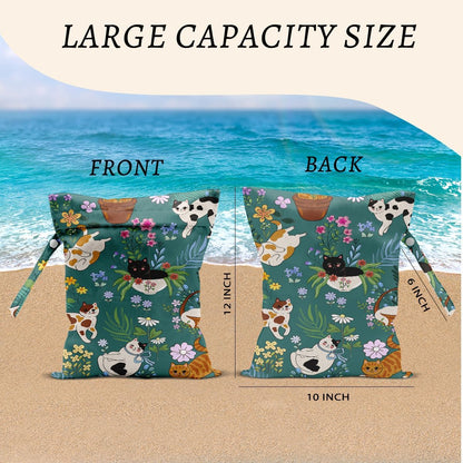 2Pcs Dog Wet Bags 12x10 Inch, Cute Dogs Waterproof Travel Laundry Bags, Washable Reusable Wet Dry Bag for Swimsuit Beach Diapers Dirty Yoga Gym Clothes, Dachshund Gifts for Women Friend Travelers
