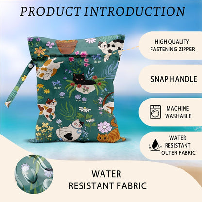2Pcs Dog Wet Bags 12x10 Inch, Cute Dogs Waterproof Travel Laundry Bags, Washable Reusable Wet Dry Bag for Swimsuit Beach Diapers Dirty Yoga Gym Clothes, Dachshund Gifts for Women Friend Travelers