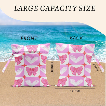 2Pcs Dog Wet Bags 12x10 Inch, Cute Dogs Waterproof Travel Laundry Bags, Washable Reusable Wet Dry Bag for Swimsuit Beach Diapers Dirty Yoga Gym Clothes, Dachshund Gifts for Women Friend Travelers