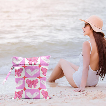 2Pcs Dog Wet Bags 12x10 Inch, Cute Dogs Waterproof Travel Laundry Bags, Washable Reusable Wet Dry Bag for Swimsuit Beach Diapers Dirty Yoga Gym Clothes, Dachshund Gifts for Women Friend Travelers