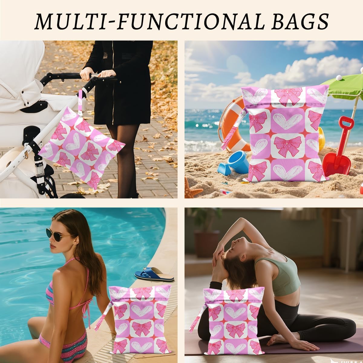 2Pcs Dog Wet Bags 12x10 Inch, Cute Dogs Waterproof Travel Laundry Bags, Washable Reusable Wet Dry Bag for Swimsuit Beach Diapers Dirty Yoga Gym Clothes, Dachshund Gifts for Women Friend Travelers