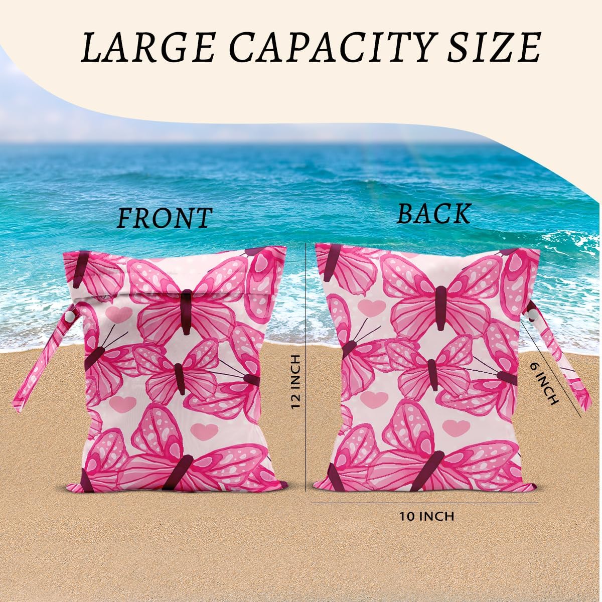 2Pcs Dog Wet Bags 12x10 Inch, Cute Dogs Waterproof Travel Laundry Bags, Washable Reusable Wet Dry Bag for Swimsuit Beach Diapers Dirty Yoga Gym Clothes, Dachshund Gifts for Women Friend Travelers