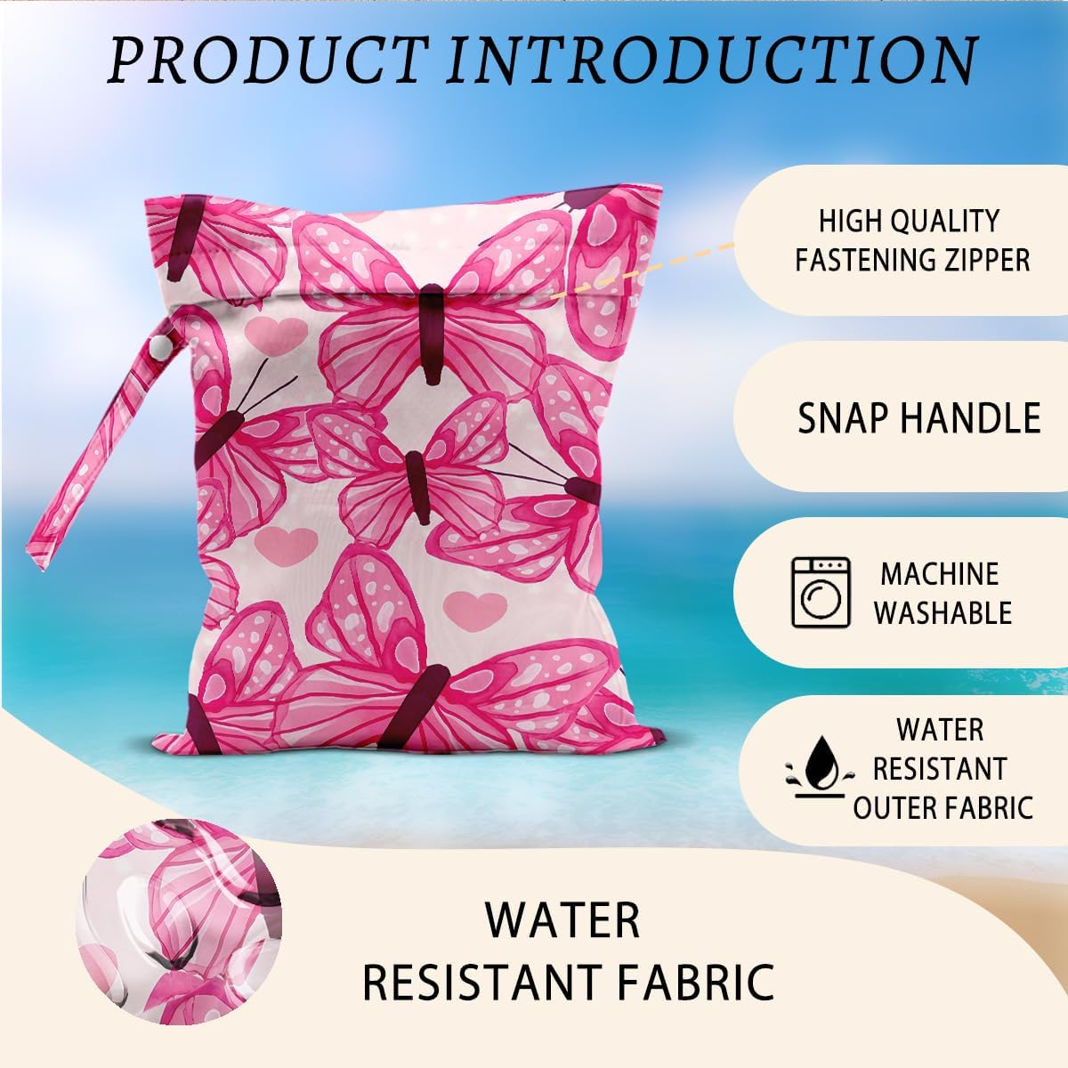 2Pcs Dog Wet Bags 12x10 Inch, Cute Dogs Waterproof Travel Laundry Bags, Washable Reusable Wet Dry Bag for Swimsuit Beach Diapers Dirty Yoga Gym Clothes, Dachshund Gifts for Women Friend Travelers