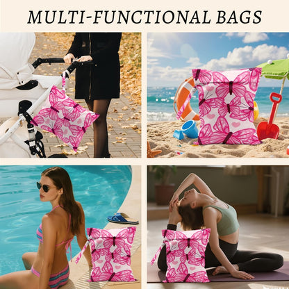 2Pcs Dog Wet Bags 12x10 Inch, Cute Dogs Waterproof Travel Laundry Bags, Washable Reusable Wet Dry Bag for Swimsuit Beach Diapers Dirty Yoga Gym Clothes, Dachshund Gifts for Women Friend Travelers
