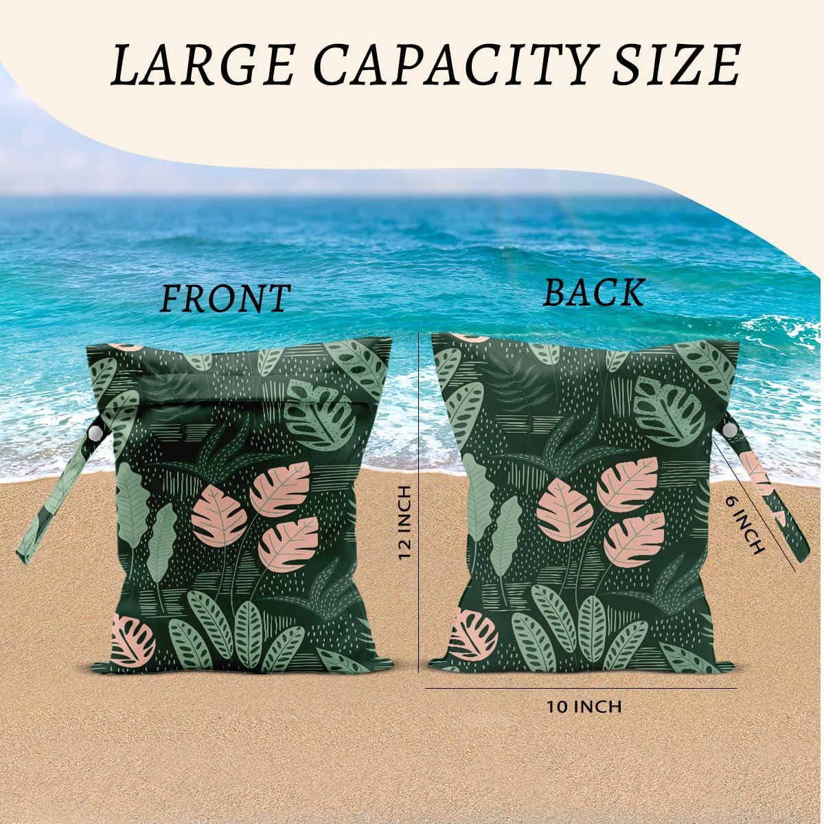 2Pcs Dog Wet Bags 12x10 Inch, Cute Dogs Waterproof Travel Laundry Bags, Washable Reusable Wet Dry Bag for Swimsuit Beach Diapers Dirty Yoga Gym Clothes, Dachshund Gifts for Women Friend Travelers