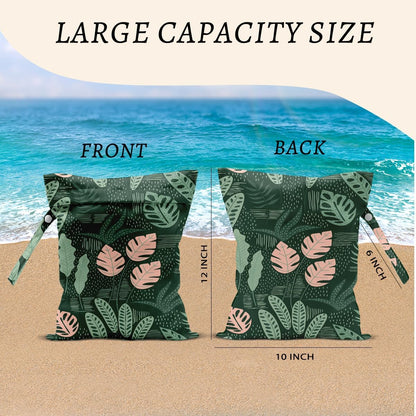 2Pcs Dog Wet Bags 12x10 Inch, Cute Dogs Waterproof Travel Laundry Bags, Washable Reusable Wet Dry Bag for Swimsuit Beach Diapers Dirty Yoga Gym Clothes, Dachshund Gifts for Women Friend Travelers
