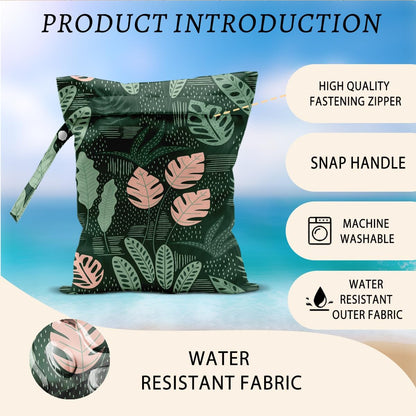 2Pcs Dog Wet Bags 12x10 Inch, Cute Dogs Waterproof Travel Laundry Bags, Washable Reusable Wet Dry Bag for Swimsuit Beach Diapers Dirty Yoga Gym Clothes, Dachshund Gifts for Women Friend Travelers
