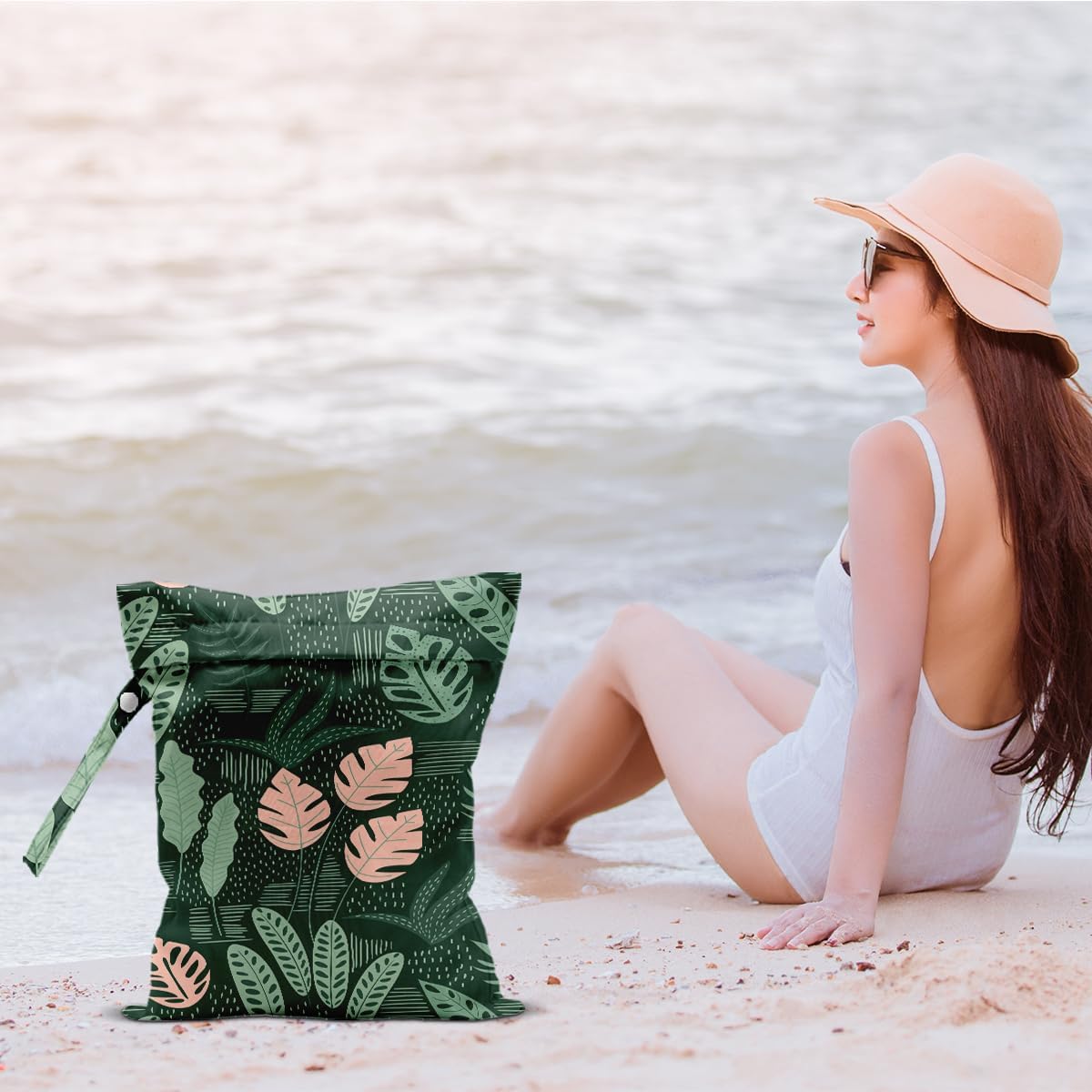 2Pcs Dog Wet Bags 12x10 Inch, Cute Dogs Waterproof Travel Laundry Bags, Washable Reusable Wet Dry Bag for Swimsuit Beach Diapers Dirty Yoga Gym Clothes, Dachshund Gifts for Women Friend Travelers