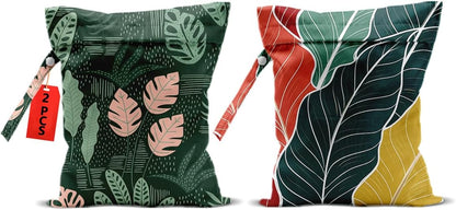2Pcs Dog Wet Bags 12x10 Inch, Cute Dogs Waterproof Travel Laundry Bags, Washable Reusable Wet Dry Bag for Swimsuit Beach Diapers Dirty Yoga Gym Clothes, Dachshund Gifts for Women Friend Travelers
