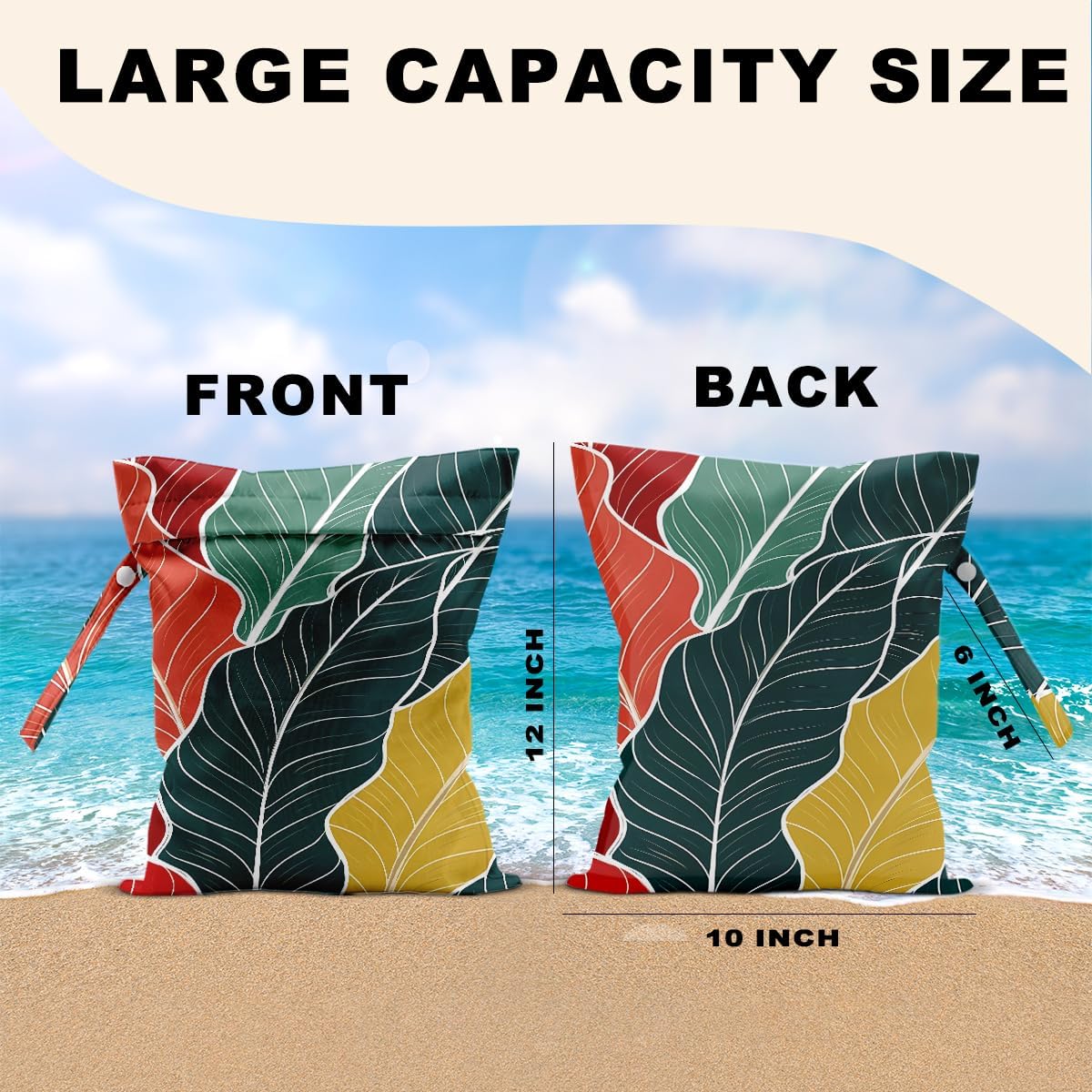 2Pcs Dog Wet Bags 12x10 Inch, Cute Dogs Waterproof Travel Laundry Bags, Washable Reusable Wet Dry Bag for Swimsuit Beach Diapers Dirty Yoga Gym Clothes, Dachshund Gifts for Women Friend Travelers