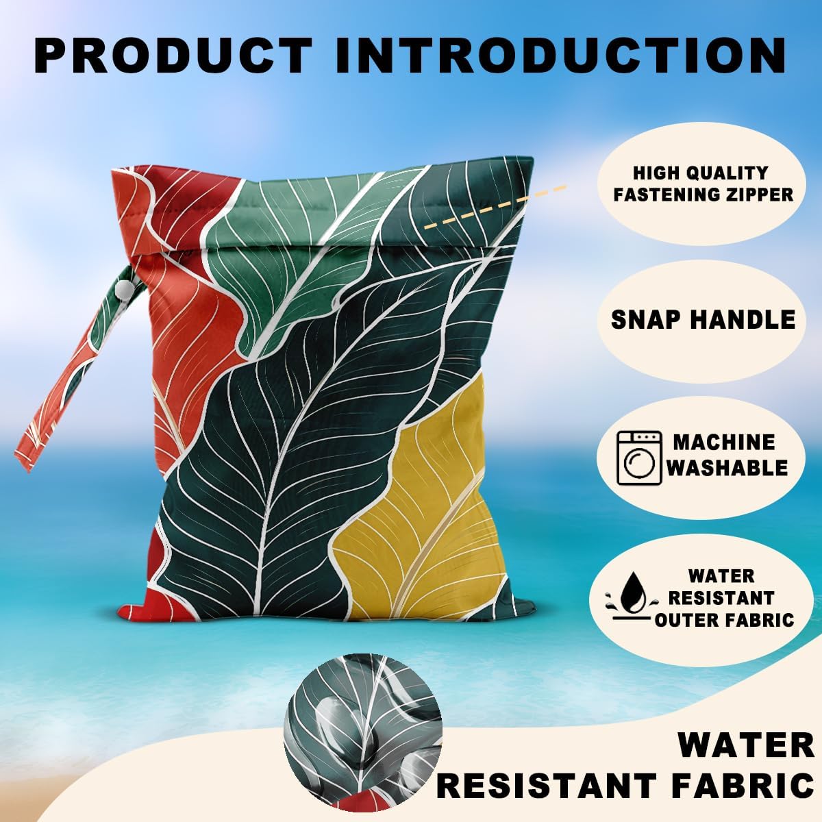 2Pcs Dog Wet Bags 12x10 Inch, Cute Dogs Waterproof Travel Laundry Bags, Washable Reusable Wet Dry Bag for Swimsuit Beach Diapers Dirty Yoga Gym Clothes, Dachshund Gifts for Women Friend Travelers