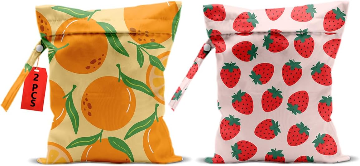 2Pcs Dog Wet Bags 12x10 Inch, Cute Dogs Waterproof Travel Laundry Bags, Washable Reusable Wet Dry Bag for Swimsuit Beach Diapers Dirty Yoga Gym Clothes, Dachshund Gifts for Women Friend Travelers