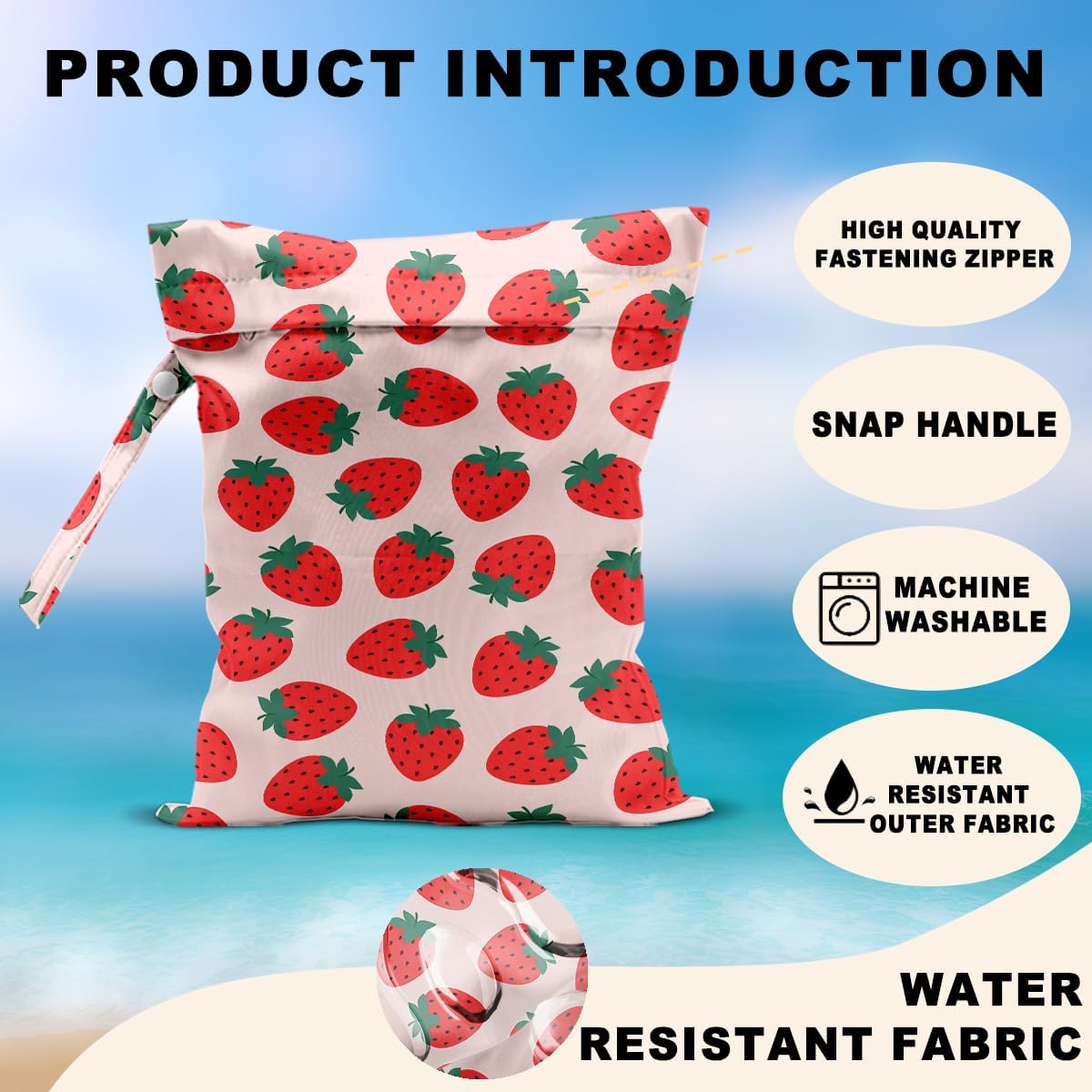2Pcs Dog Wet Bags 12x10 Inch, Cute Dogs Waterproof Travel Laundry Bags, Washable Reusable Wet Dry Bag for Swimsuit Beach Diapers Dirty Yoga Gym Clothes, Dachshund Gifts for Women Friend Travelers