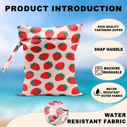 2Pcs Dog Wet Bags 12x10 Inch, Cute Dogs Waterproof Travel Laundry Bags, Washable Reusable Wet Dry Bag for Swimsuit Beach Diapers Dirty Yoga Gym Clothes, Dachshund Gifts for Women Friend Travelers
