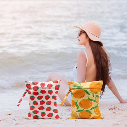 2Pcs Dog Wet Bags 12x10 Inch, Cute Dogs Waterproof Travel Laundry Bags, Washable Reusable Wet Dry Bag for Swimsuit Beach Diapers Dirty Yoga Gym Clothes, Dachshund Gifts for Women Friend Travelers