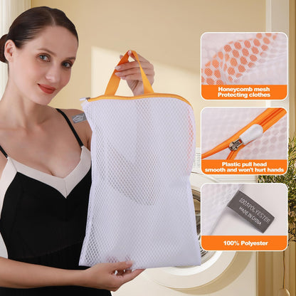 Laundry Mesh Wash Bag, Garment Bag for Washing Machine, 1L + 1M | Honeycomb mesh bags for washing underwear, bra, socks, scarf, shoes
