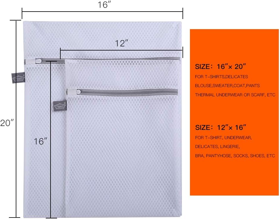 Laundry Mesh Wash Bag, Garment Bag for Washing Machine, 1L + 1M | Honeycomb mesh bags for washing underwear, bra, socks, scarf, shoes