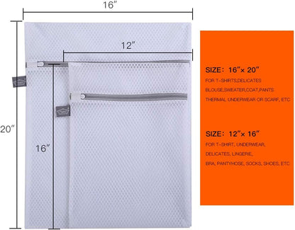 Laundry Mesh Wash Bag, Garment Bag for Washing Machine, 1L + 1M | Honeycomb mesh bags for washing underwear, bra, socks, scarf, shoes
