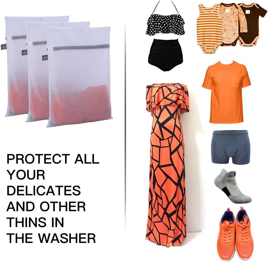 Laundry Mesh Wash Bag, Garment Bag for Washing Machine, 1L + 1M | Honeycomb mesh bags for washing underwear, bra, socks, scarf, shoes