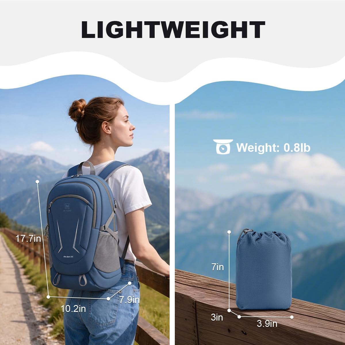 Backpack - Ultra Lightweight Packable Backpack for Travel Camping, Hiking Back Pack Waterproof Foldable Daypack