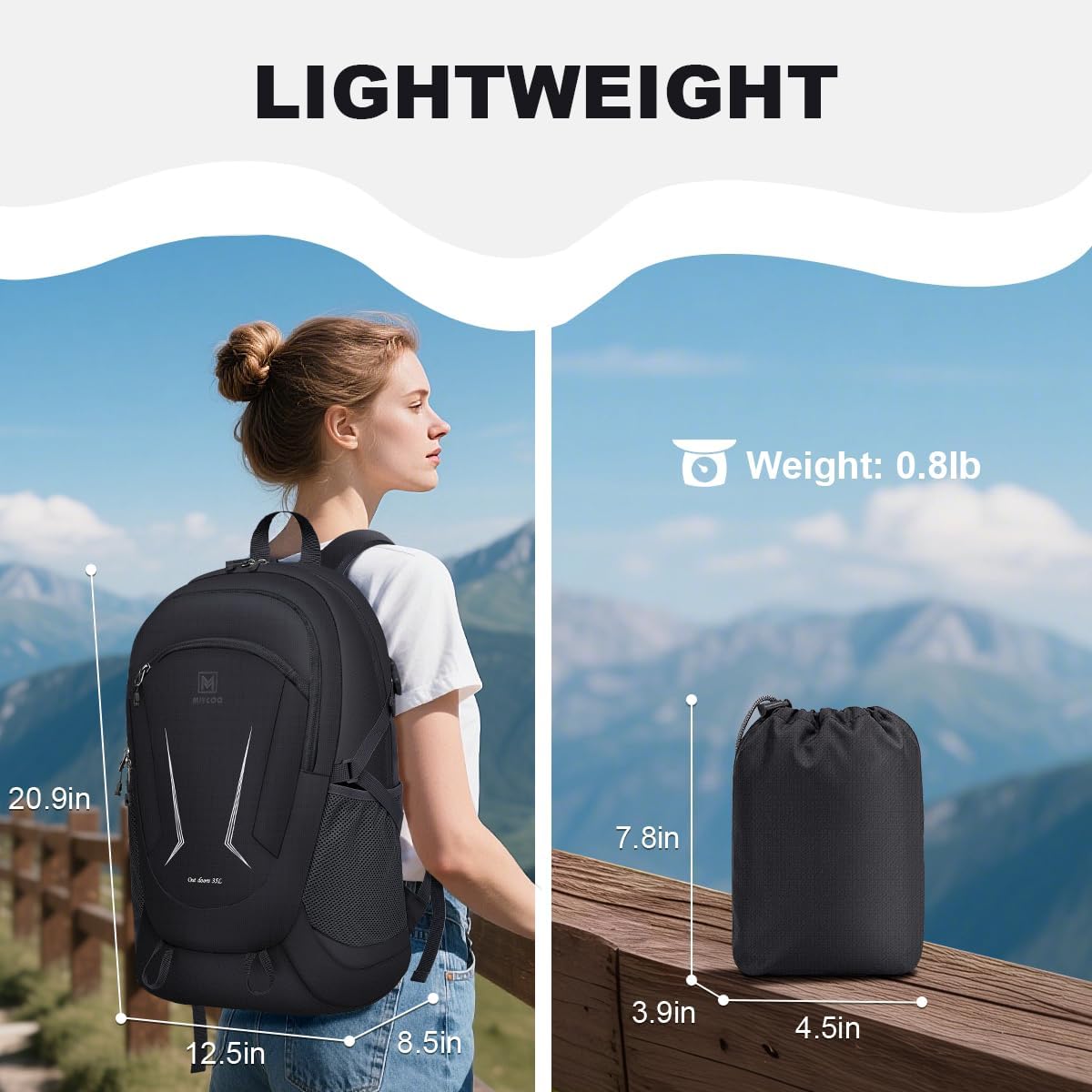 Backpack - Ultra Lightweight Packable Backpack for Travel Camping, Hiking Back Pack Waterproof Foldable Daypack