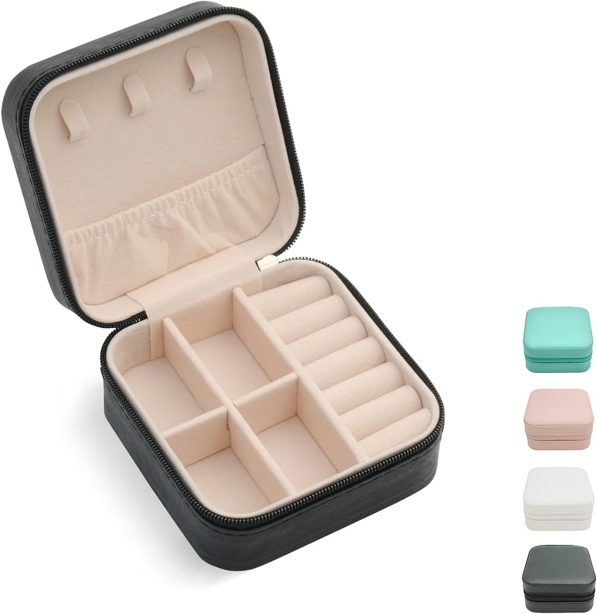 Mini Jewelry Travel Case, Small Portable Jewellry Organizer Box Portable Display Storage Box for Rings Earrings Necklaces, Gifts for Girl, Women, Wedding, Birthday, Mom, Mother's Day (Blue)