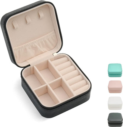 Mini Jewelry Travel Case, Small Portable Jewellry Organizer Box Portable Display Storage Box for Rings Earrings Necklaces, Gifts for Girl, Women, Wedding, Birthday, Mom, Mother's Day (Blue)
