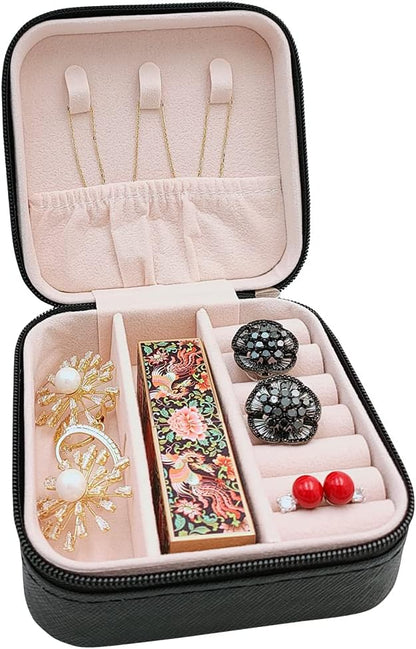 Mini Jewelry Travel Case, Small Portable Jewellry Organizer Box Portable Display Storage Box for Rings Earrings Necklaces, Gifts for Girl, Women, Wedding, Birthday, Mom, Mother's Day (Blue)
