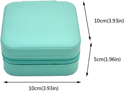 Mini Jewelry Travel Case, Small Portable Jewellry Organizer Box Portable Display Storage Box for Rings Earrings Necklaces, Gifts for Girl, Women, Wedding, Birthday, Mom, Mother's Day (Blue)