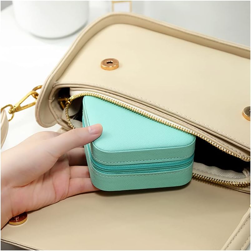 Mini Jewelry Travel Case, Small Portable Jewellry Organizer Box Portable Display Storage Box for Rings Earrings Necklaces, Gifts for Girl, Women, Wedding, Birthday, Mom, Mother's Day (Blue)