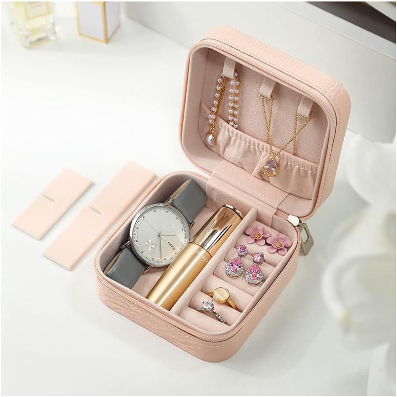 Mini Jewelry Travel Case, Small Portable Jewellry Organizer Box Portable Display Storage Box for Rings Earrings Necklaces, Gifts for Girl, Women, Wedding, Birthday, Mom, Mother's Day (Blue)