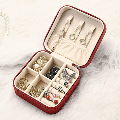 Mini Jewelry Travel Case, Small Portable Jewellry Organizer Box Portable Display Storage Box for Rings Earrings Necklaces, Gifts for Girl, Women, Wedding, Birthday, Mom, Mother's Day (Blue)
