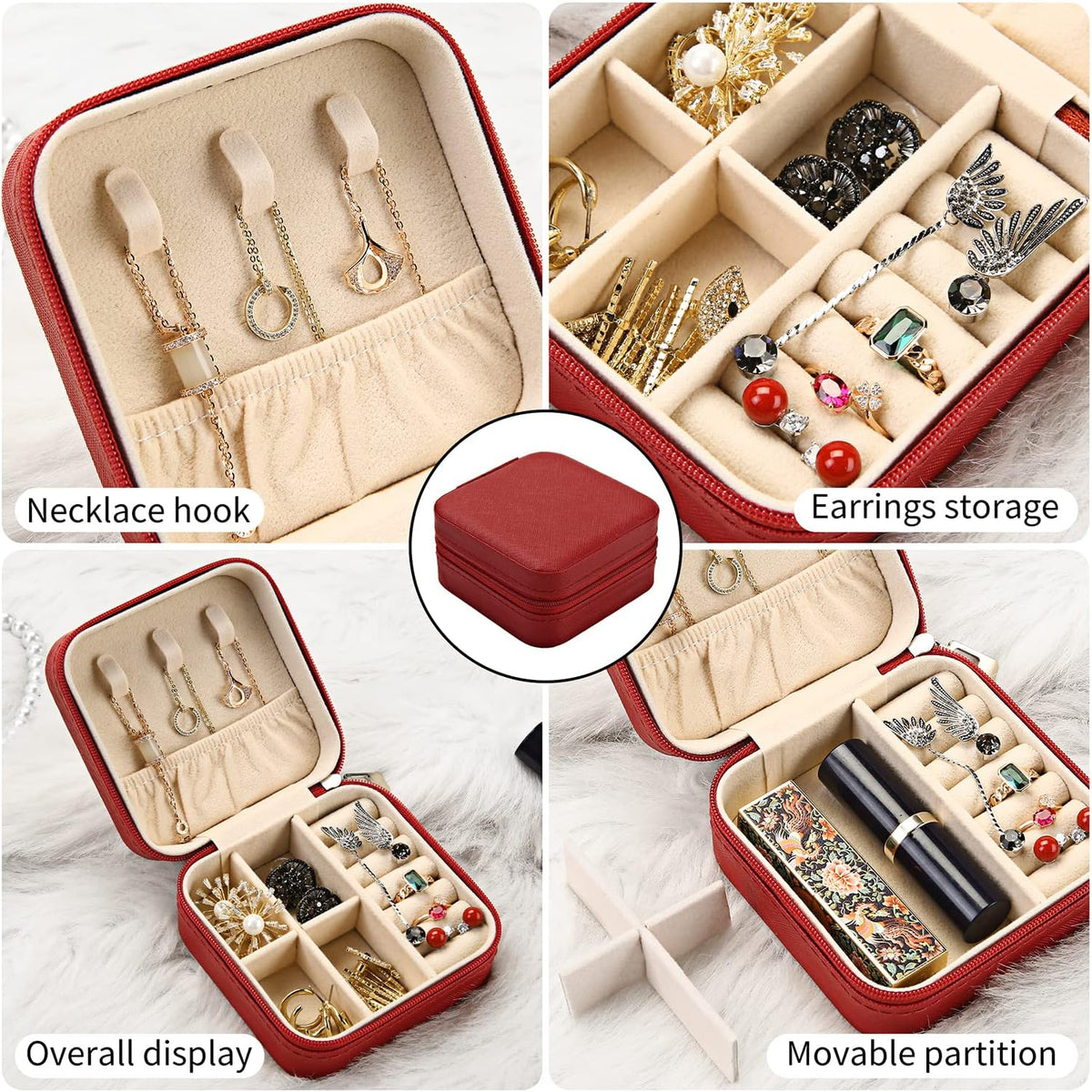 Mini Jewelry Travel Case, Small Portable Jewellry Organizer Box Portable Display Storage Box for Rings Earrings Necklaces, Gifts for Girl, Women, Wedding, Birthday, Mom, Mother's Day (Blue)