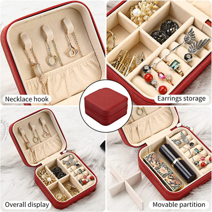 Mini Jewelry Travel Case, Small Portable Jewellry Organizer Box Portable Display Storage Box for Rings Earrings Necklaces, Gifts for Girl, Women, Wedding, Birthday, Mom, Mother's Day (Blue)