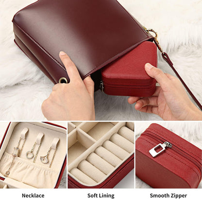 Mini Jewelry Travel Case, Small Portable Jewellry Organizer Box Portable Display Storage Box for Rings Earrings Necklaces, Gifts for Girl, Women, Wedding, Birthday, Mom, Mother's Day (Blue)