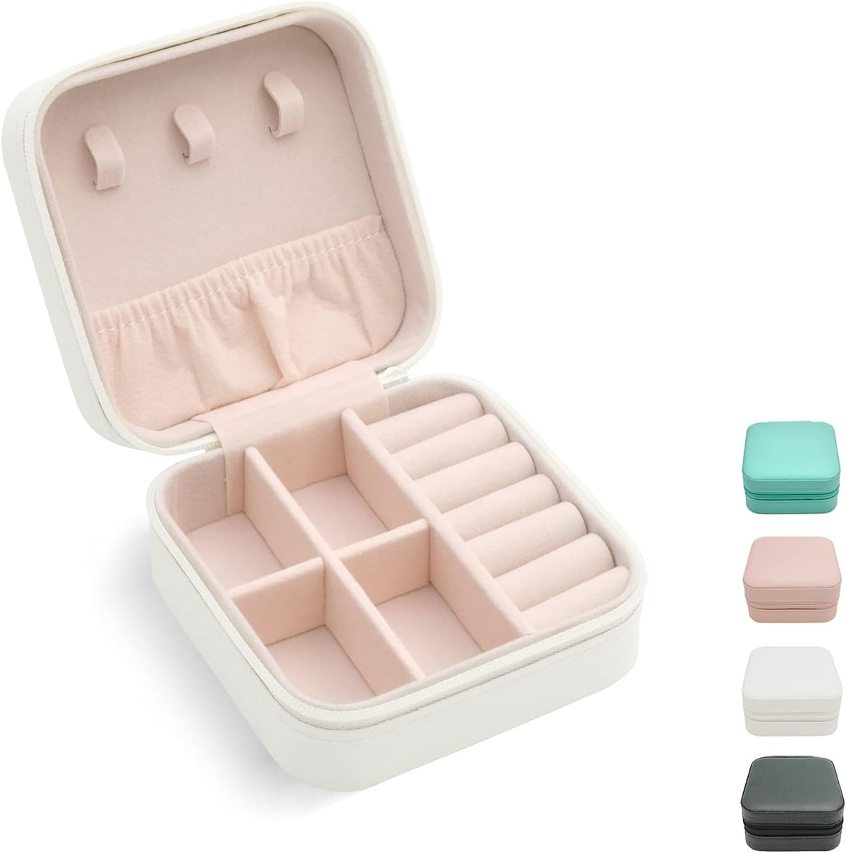 Mini Jewelry Travel Case, Small Portable Jewellry Organizer Box Portable Display Storage Box for Rings Earrings Necklaces, Gifts for Girl, Women, Wedding, Birthday, Mom, Mother's Day (Blue)