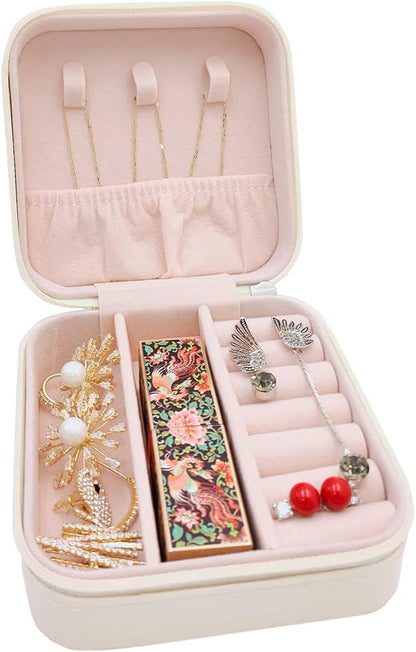 Mini Jewelry Travel Case, Small Portable Jewellry Organizer Box Portable Display Storage Box for Rings Earrings Necklaces, Gifts for Girl, Women, Wedding, Birthday, Mom, Mother's Day (Blue)